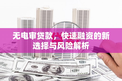 彰化市无电审贷款，快速融资的新选择与风险解析